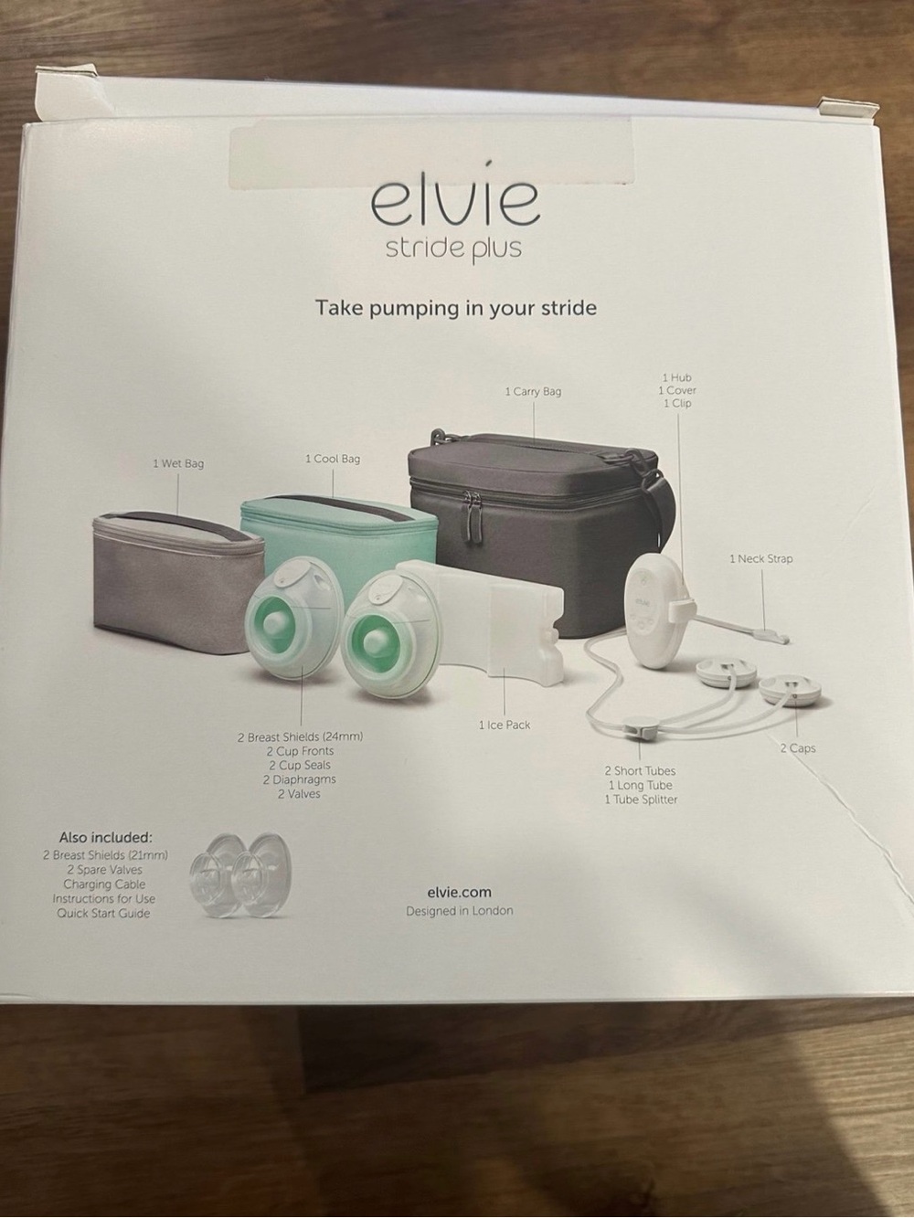 Elvie Stride Plus Portable Breast Pump - White & Mint